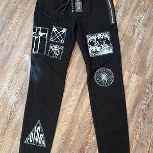 Dolls Kill Black Graphic Skinny Jeans Size M